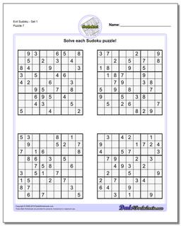 Evil SudokuSet 1 Worksheet