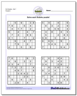 Evil SudokuSet 1 Worksheet