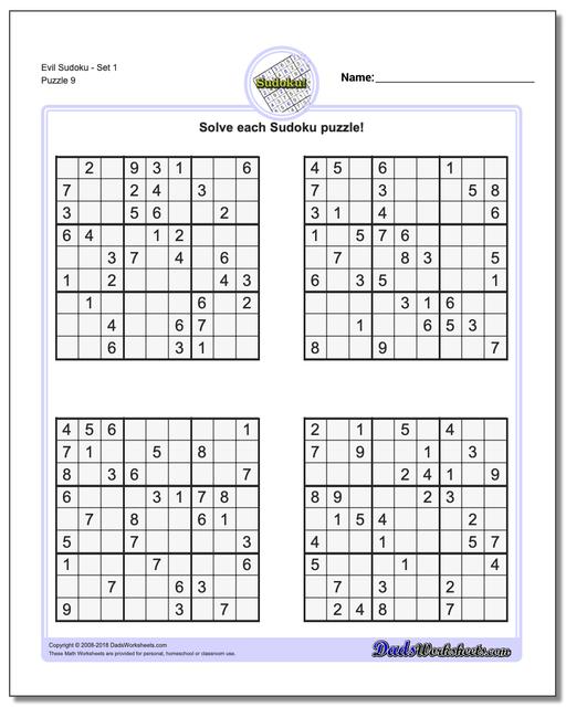 printable evil sudoku