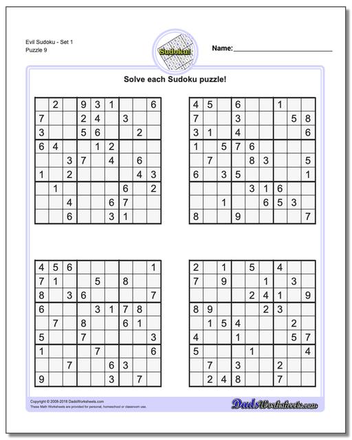 Sudoku Evil Printable