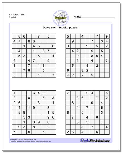 sudoku evil print free