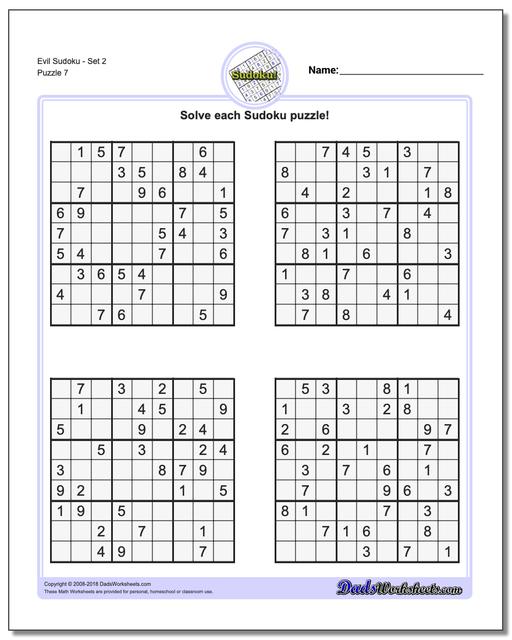 sudoku evil print free