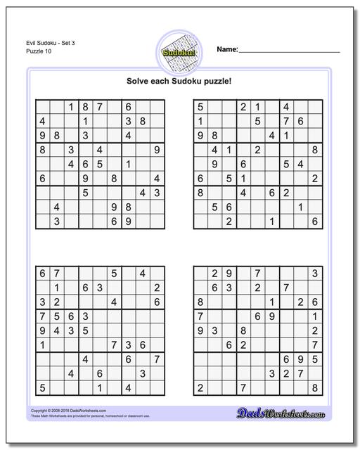 sudoku evil print free