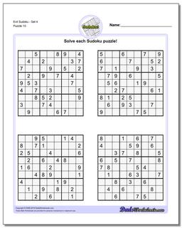 Evil SudokuSet 4 Worksheet