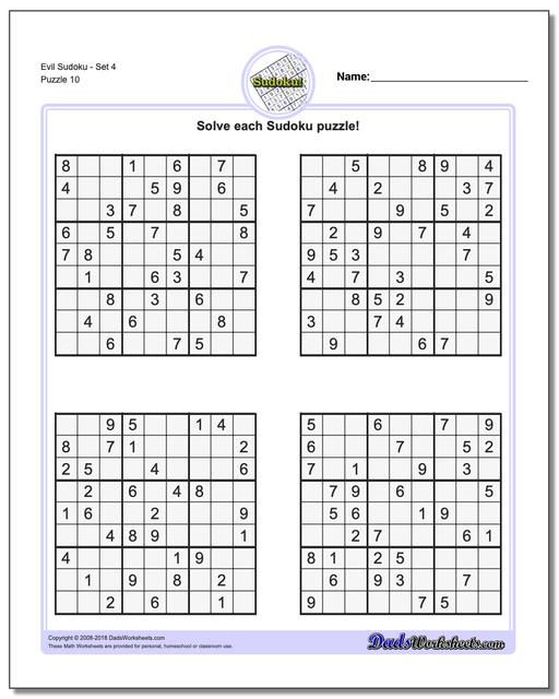 Sudoku Evil Printable Customize and Print