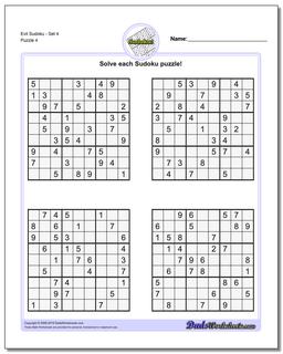 Evil SudokuSet 4 Worksheet