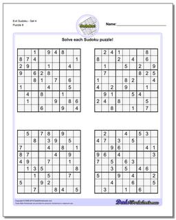 Evil SudokuSet 4 Worksheet