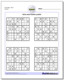 Evil SudokuSet 5 Worksheet