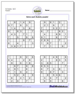 Evil SudokuSet 5 Worksheet