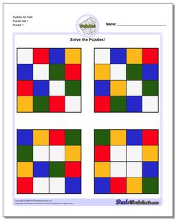 Printable Sudoku Puzzle for Kids Puzzle Set 1