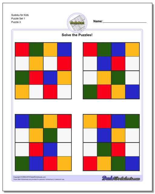 Sudoku for Kids Puzzle Set 1
