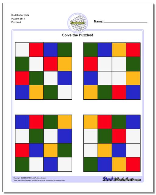 Sudoku for Kids Puzzle Set 1