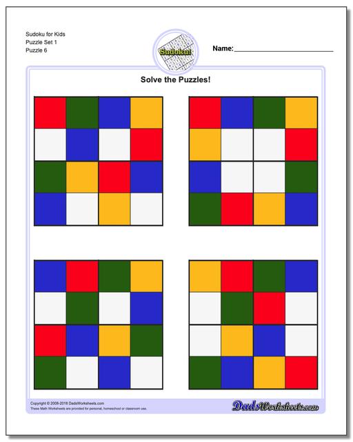 Sudoku for Kids Puzzle Set 1