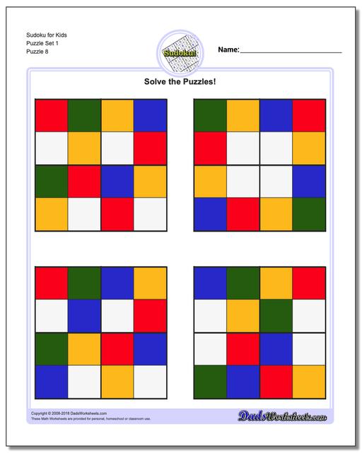 Sudoku for Kids Puzzle Set 1