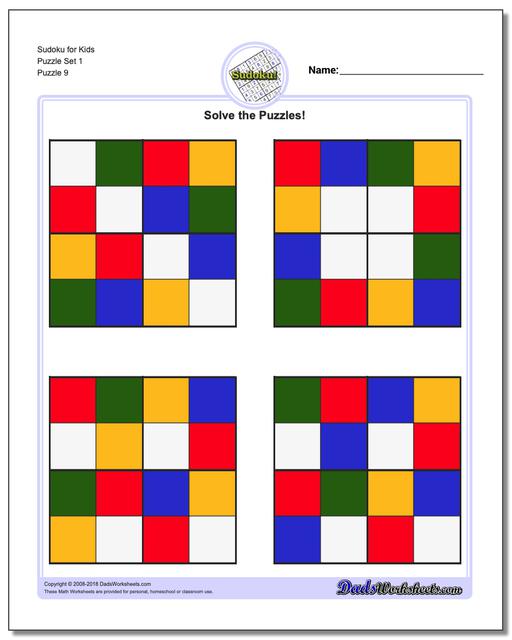 Sudoku for Kids Puzzle Set 1
