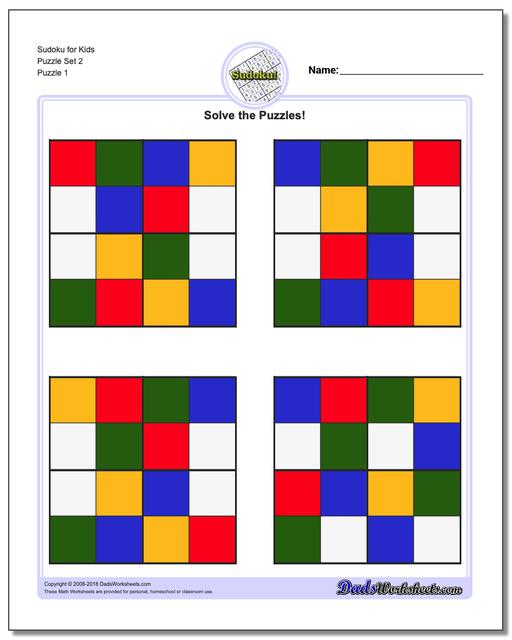 Printable Sudoku Puzzle for Kids Puzzle Set 2