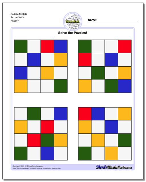 Sudoku for Kids Puzzle Set 3