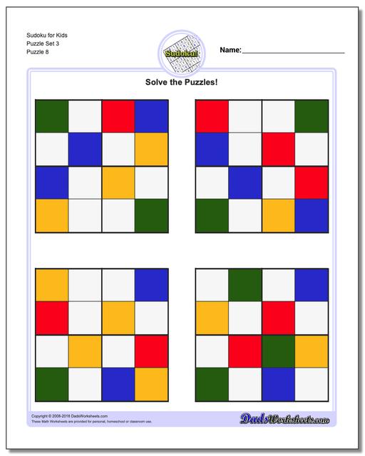 Sudoku for Kids Puzzle Set 3