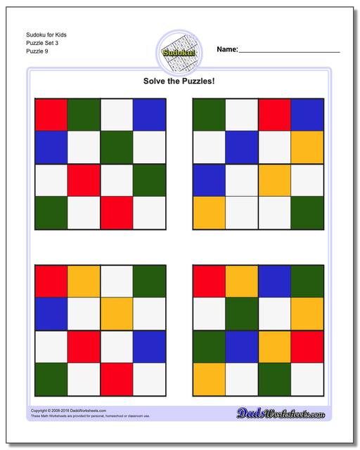 Sudoku for Kids Puzzle Set 3