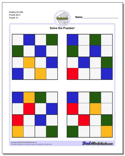 Sudoku for Kids Puzzle Set 5
