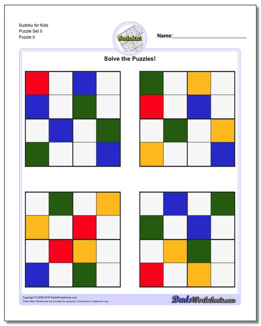 Sudoku for Kids Puzzle Set 5