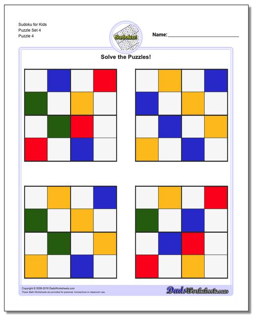 Sudoku for Kids Puzzle Set 4