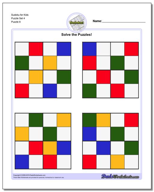 Sudoku for Kids Puzzle Set 4