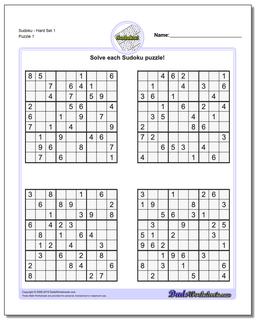 Hard Sudoku Puzzles – Free Printable