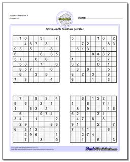 SudokuHard Set 1 Worksheet