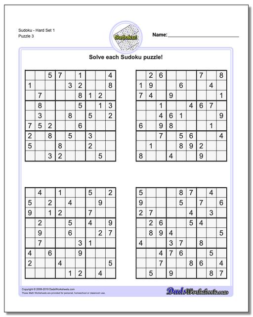 math worksheets sudoku sudoku sudoku hard set 1 third worksheet