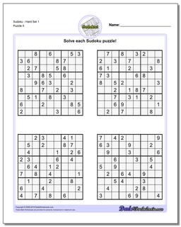 SudokuHard Set 1 Worksheet