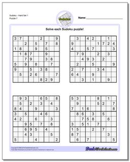 SudokuHard Set 1 Worksheet