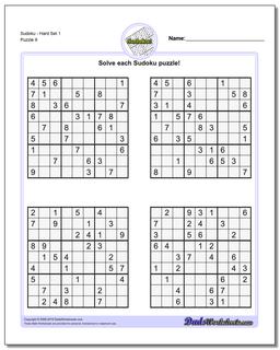 SudokuHard Set 1 Worksheet