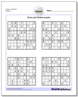 SudokuHard Set 3 Worksheet