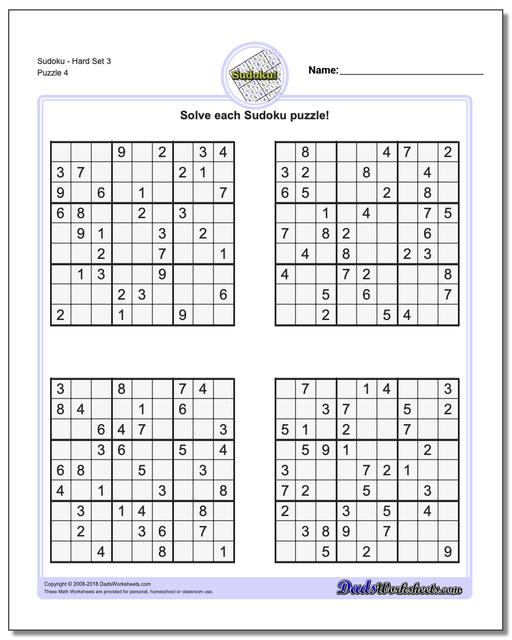 SudokuHard Set 3 Worksheet