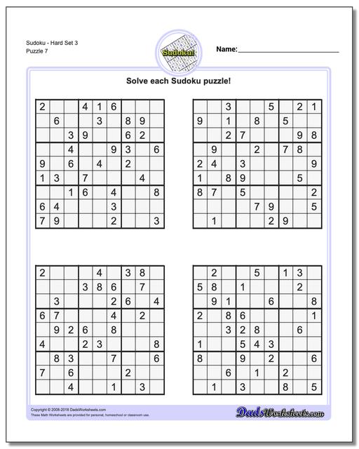 SudokuHard Set 3 Worksheet