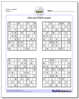 SudokuHard Set 4 Worksheet