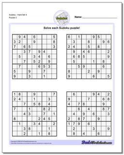 SudokuHard Set 4 Worksheet