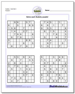 SudokuHard Set 4 Worksheet