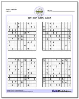 SudokuHard Set 4 Worksheet