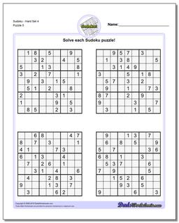 SudokuHard Set 4 Worksheet