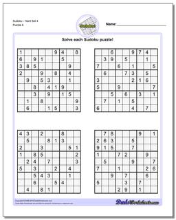 SudokuHard Set 4 Worksheet