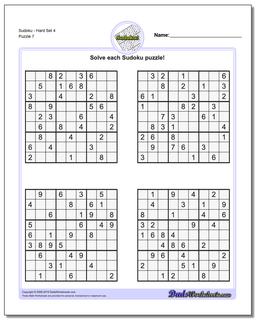 SudokuHard Set 4 Worksheet