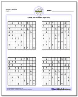 SudokuHard Set 4 Worksheet