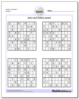 SudokuHard Set 4 Worksheet
