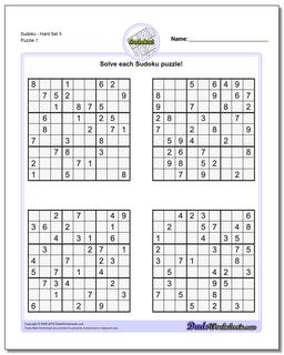 Printable Sudoku PuzzleHard Set 5