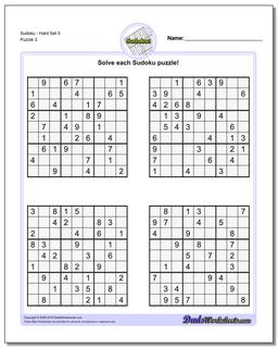 SudokuHard Set 5 Worksheet