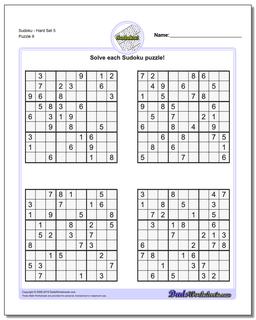 SudokuHard Set 5 Worksheet