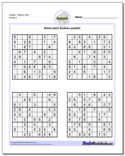 SudokuMedium Set 1 Worksheet