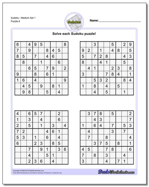 math worksheets sudoku sudoku sudoku medium set 1